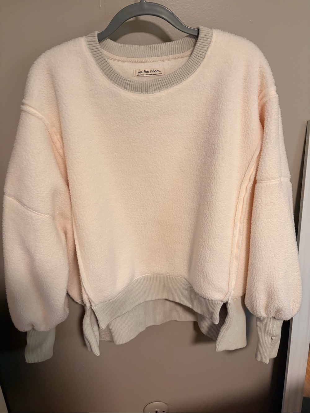 We The Free Plush Cream Crewneck Sweater